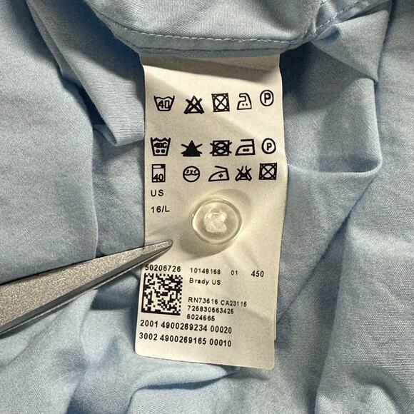 Hugo Boss Shirt Mens 16 Blue Brady Button Up 100%‎ Cotton Work Office Preppy - Picture 4 of 8